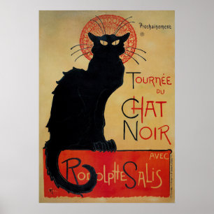 Affiche vintage en français, le chat noir