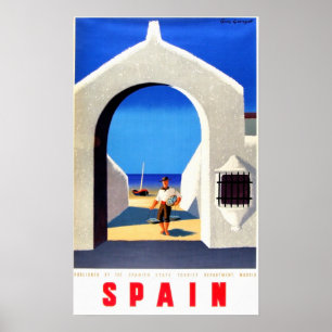 Affiche Vintage Espagne Pêcheur Voyage