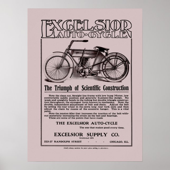 Affiche Vintage Excelsior cycle automatique et (Devant)