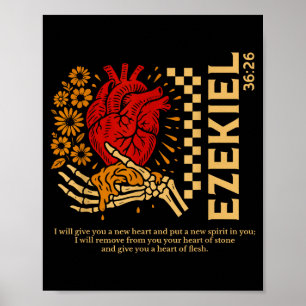 Affiche Vintage Ézéchiel 36-26 Cœur de Chair Verset Bibliq