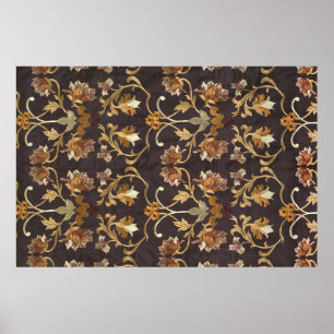 Affiche Vintage fabric with the embroidered flowers, backg