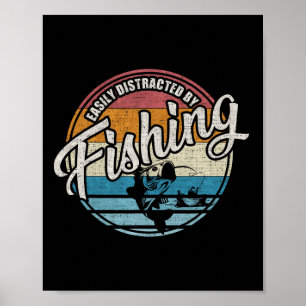 Affiche Vintage Facilement Distrait Par La Pêche 