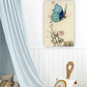 Affiche Vintage Fairy Nursery Art Fairy Ride a Butterfly