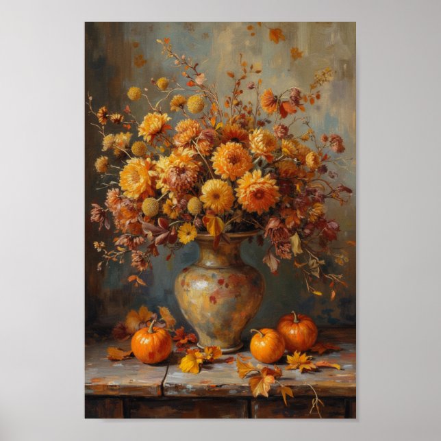 Affiche Vintage Fall Dried Flowers Rustic Wall Art (Devant)