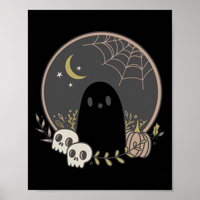Affiche Vintage Fantôme automne Halloween Halloween (Devant)