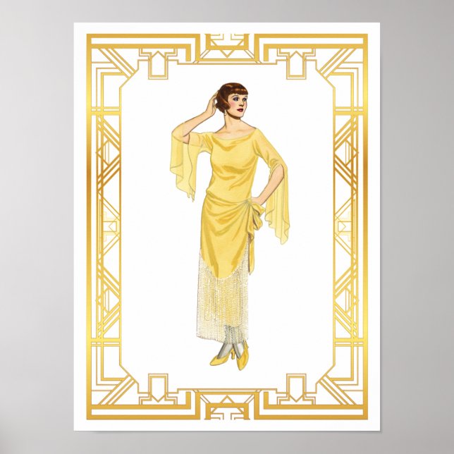 Affiche Vintage Fashion Roaring 20s Flapper Gown de soirée (Devant)