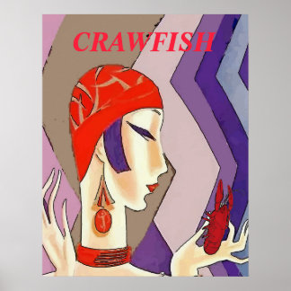 Affiche Vintage femme écrevisse Abstraite