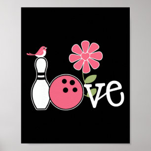 Affiche Vintage Femmes Bowling Design Girls Love Team Bowl
