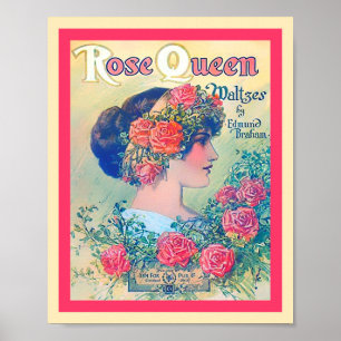 Affiche Vintage feuille de musique Rose Queen Waltzes couv