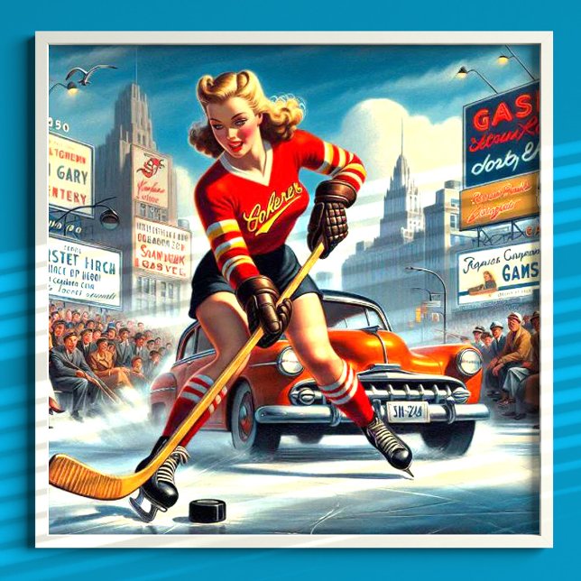 Affiche Vintage fille de hockey (Créateur téléchargé)