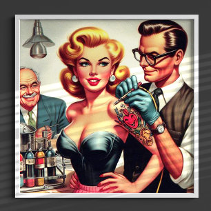 Affiche Vintage fille de tatouage