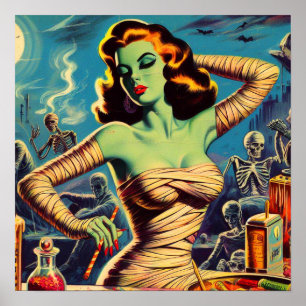 Affiche Vintage fille maman horreur