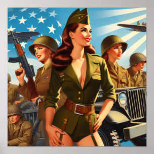 Affiche Vintage fille militaire