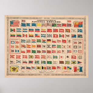Affiche Vintage Flags of the World Chart (1863)