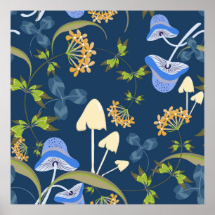 Affiche Vintage fleuri sans couture motif avec fleurs, mai