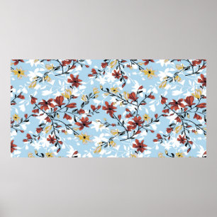 Affiche Vintage fleurs sans couture motif. Bal floral simp