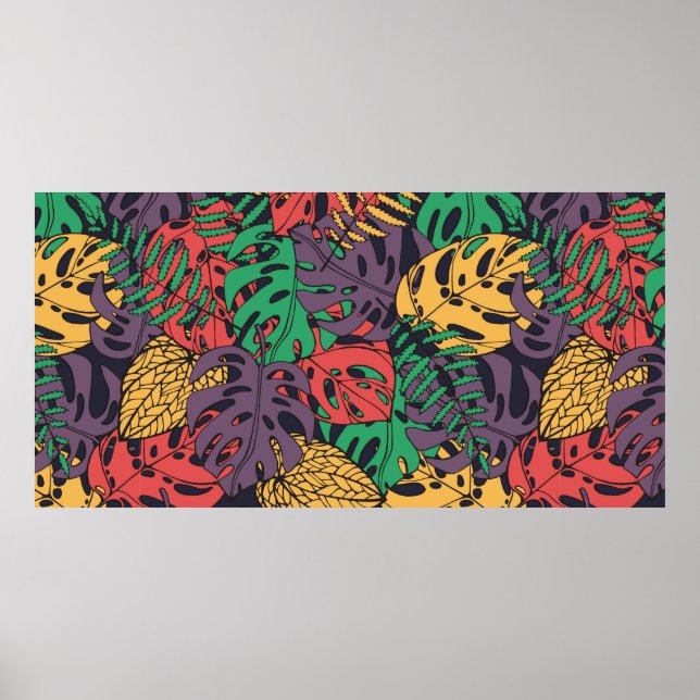 Affiche Vintage fleurs tropicales sans couture motif (Devant)