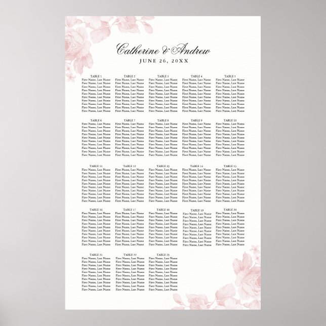 Affiche Vintage Floral 20 Table Mariage Siège (Devant)