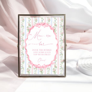Affiche Vintage Floral Bow Girl Baby shower Maman-osa Bar