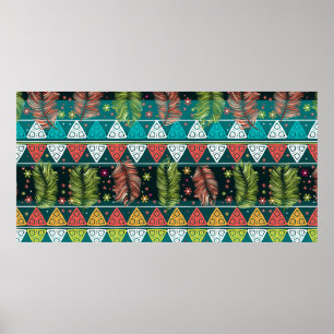 Affiche vintage floral ethnique sans couture motif dans do