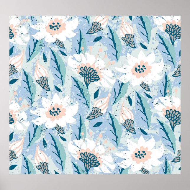 Affiche Vintage floral peint à la main (Devant)