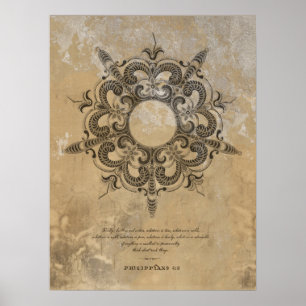 AFFICHE VINTAGE FLORALE DU XVIE SIÈCLE AVEC SCRIPTURE