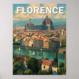 Affiche Vintage Florence Italie Skyline Travel