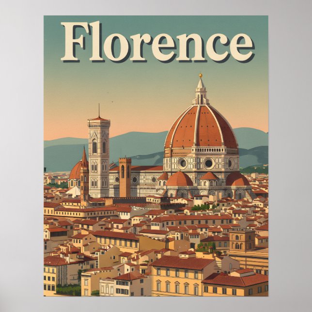 Affiche Vintage Florence Travel : Retro Italie (Devant)