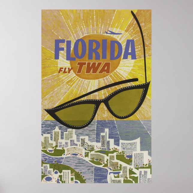 affiche vintage Florida Travel, Retro Illustration (Devant)