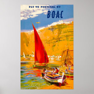 Affiche Vintage Fly To Portugal By B.O.A.C Frank Wootton