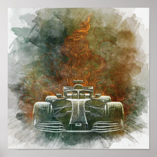 Affiche Vintage formulavClassic Race Car in Motion