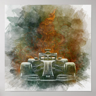 Affiche Vintage formulavClassic Race Car in Motion