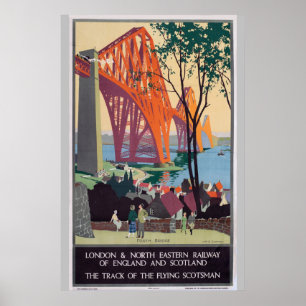 Affiche Vintage Forth Bridge Scotland Railroad Travel Art