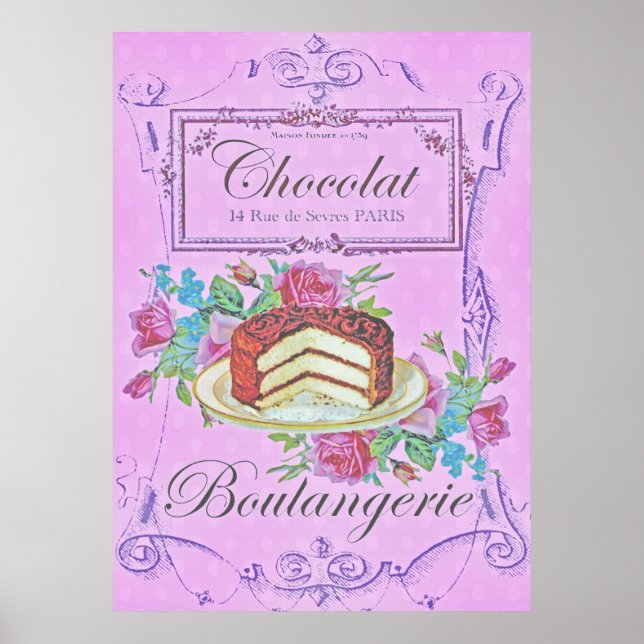Affiche Vintage Français boulangerie Chocolate Cake Advert (Devant)