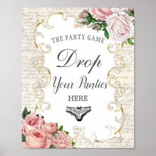 Affiche Vintage Français Rose Roses Drop Panty Douche jeu