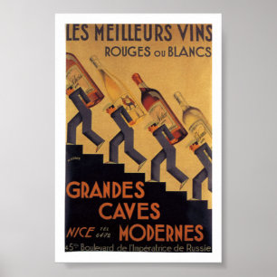 Affiche Vintage French Wine Les Meilleurs Vins