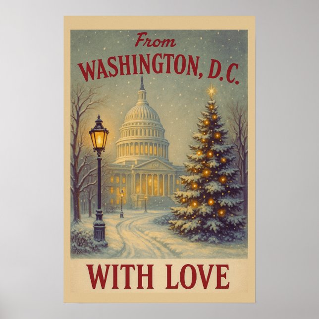 Affiche Vintage From Washington, DC With Love Christmas  (Devant)