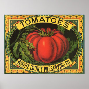 Affiche Vintage Fruit Crate Étiquette Art, Wayne Co Tomate