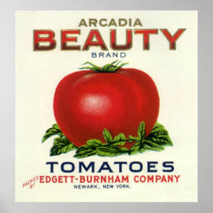 Affiche Vintage Fruit Crate Label, Arcadia Beauty Tomatoes