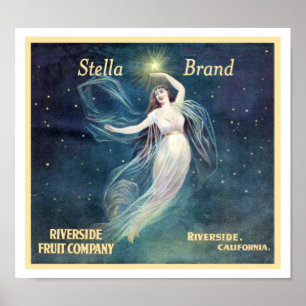 Affiche Vintage Fruit Étiquette Art Woman Californie