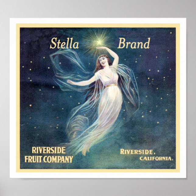 Affiche Vintage Fruit Étiquette Art Woman Californie (Devant)