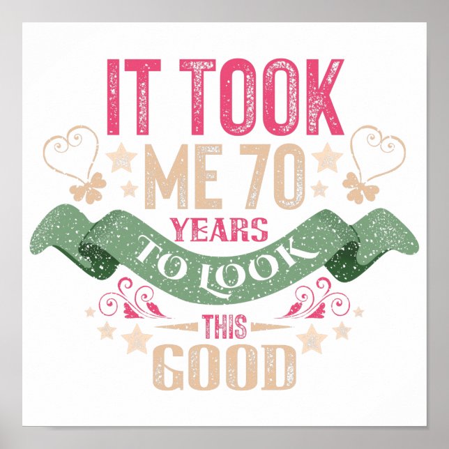 Affiche vintage Funny 70 ans dire citation (Devant)