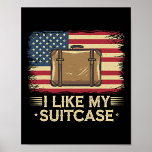 Affiche Vintage Funny J'Aime Ma Valise Trump Mème 1