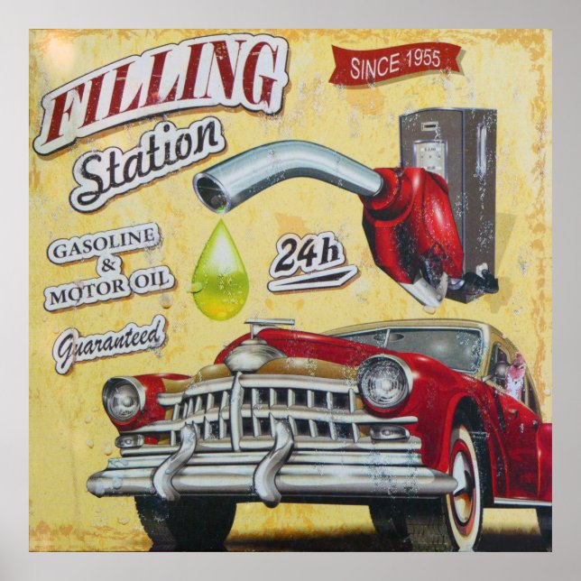 Affiche Vintage Gas Station sign. (Devant)
