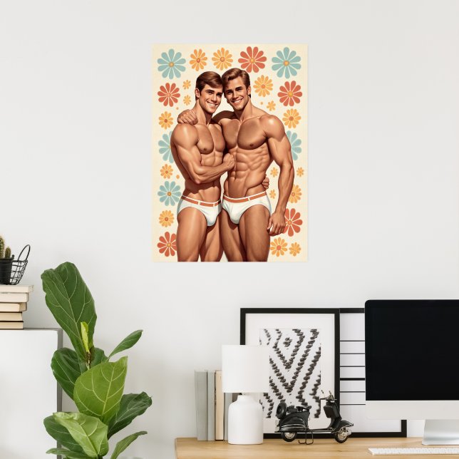 Affiche Vintage Gay Flower Power (Bureau à domicile)