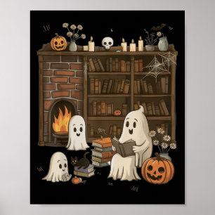 Affiche Vintage Ghost Lecture Livre Lovers Bibliothèque Ha