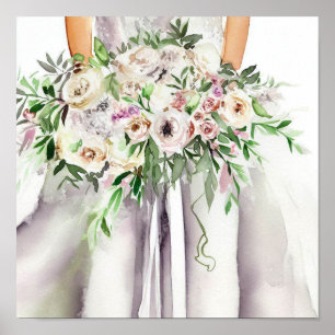 Affiche Vintage Glam, Bridal Cascading Bouquet 2,