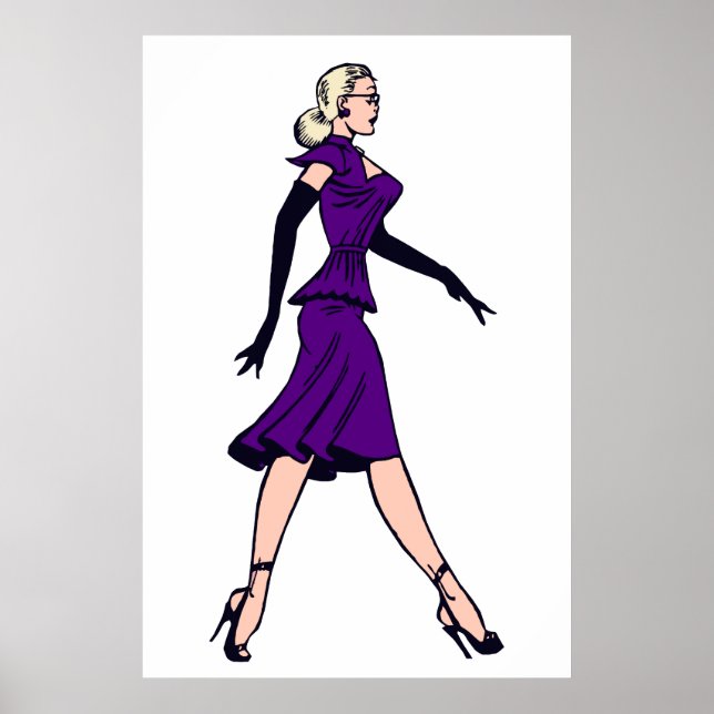 Affiche Vintage Glamor Girl, Retro Blond Secrétaire (Devant)