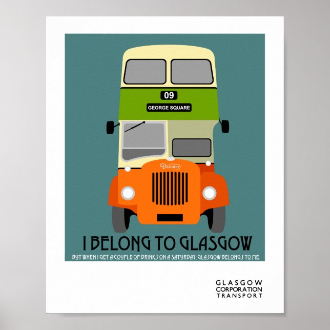 Affiche Vintage Glasgow Double Decker bus Pop Art (Devant)