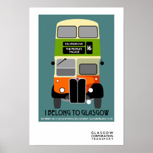 Affiche Vintage Glasgow Double Decker bus Pop Art